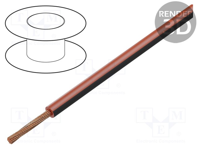 Wire; FLRY-B; 1x0.75mm2; stranded; Cu; PVC; red-black; 60V; Class: 5