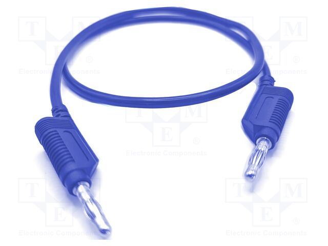 Test lead; 60VDC; 32A; banana plug 4mm,both sides; Len: 0.5m; blue