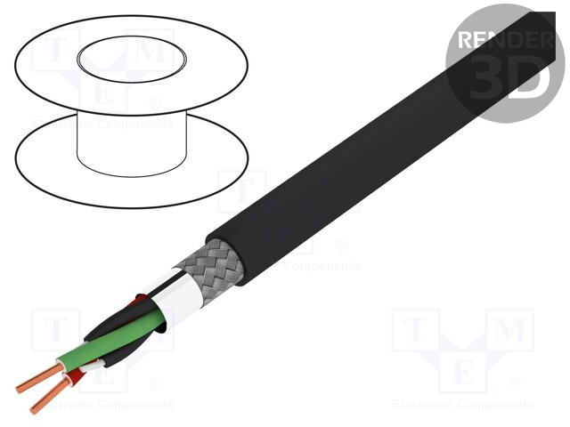 Wire; automatics,data transmission,outdoor; 1x2x0,64mm2; solid