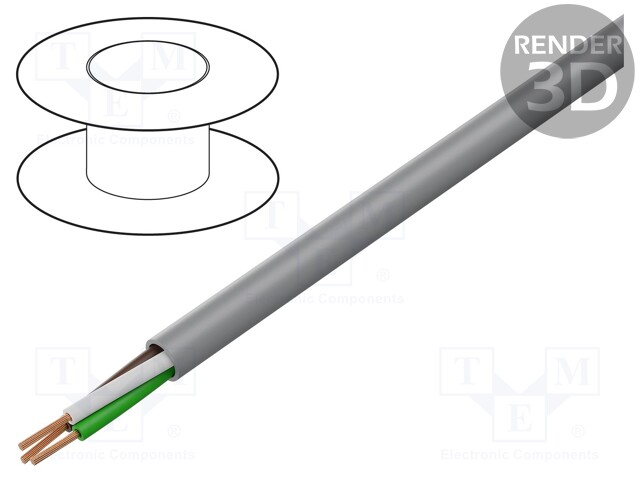 Wire: control cable; chainflex® CF130.UL; 3G0,5mm2; PVC; grey