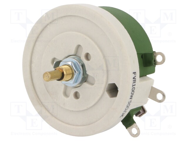 Potentiometer: shaft; single turn; 500Ω; 100W; ±10%; 6mm; wirewound