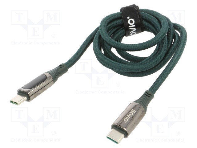 Cable; USB 2.0; USB C plug,both sides; 1m; black; 480Mbps; textile
