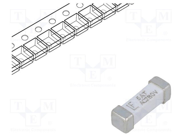 Fuse: fuse; time-lag; 5A; 280VAC; SMD; ceramic; 10,1x3,1x3,25mm