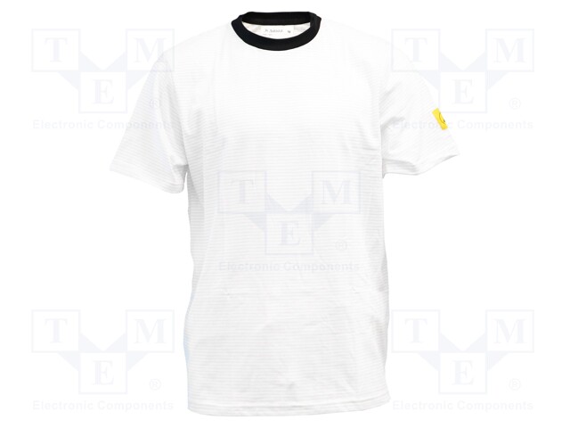 T-shirt; ESD; XL; EN 61340-5-1; cotton,conductive fibers; white