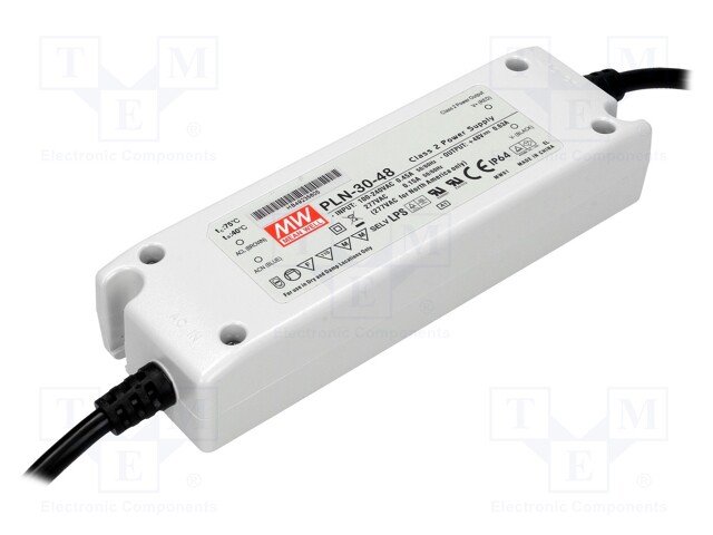 Power supply: switched-mode; LED; 30.24W; 48VDC; 33.6÷48VDC; 0.63A