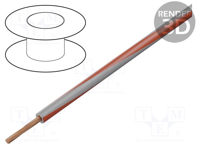 Wire; LgY; stranded; Cu; 0.5mm2; grey-red; PVC; 300/500V; 100m