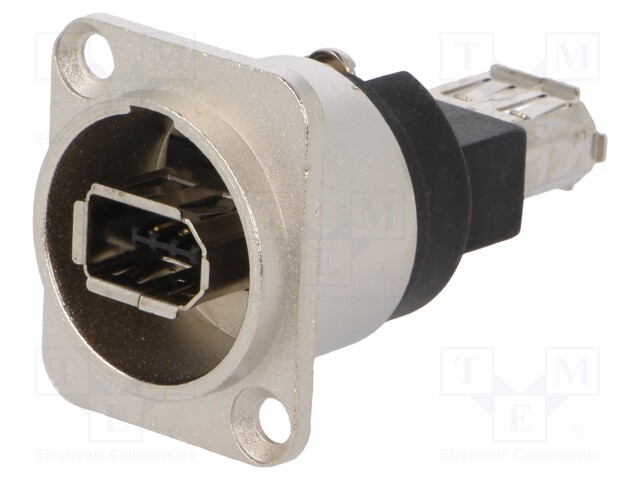 Coupler; IEEE1394 socket,both sides; FT; shielded; metal; 19x24mm