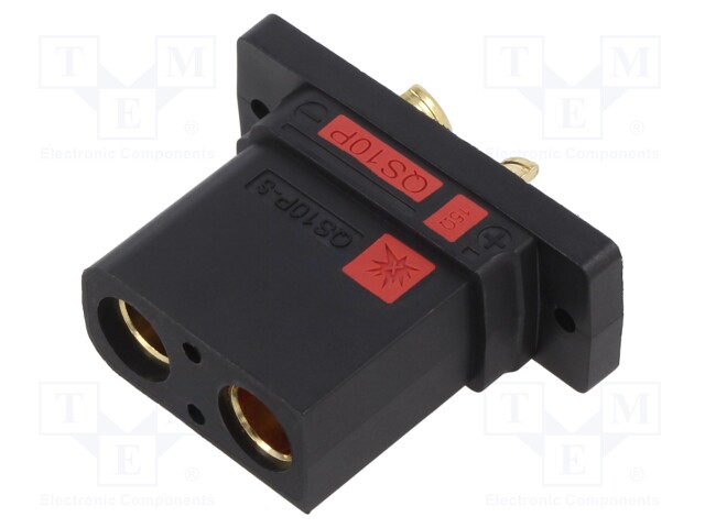 Socket; DC supply; QS; female; PIN: 2; for panel mounting; black