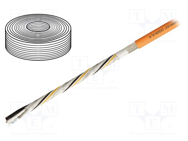Wire: servo drive; chainflex® CF220.UL.H,hybrid; orange; Cu; PVC