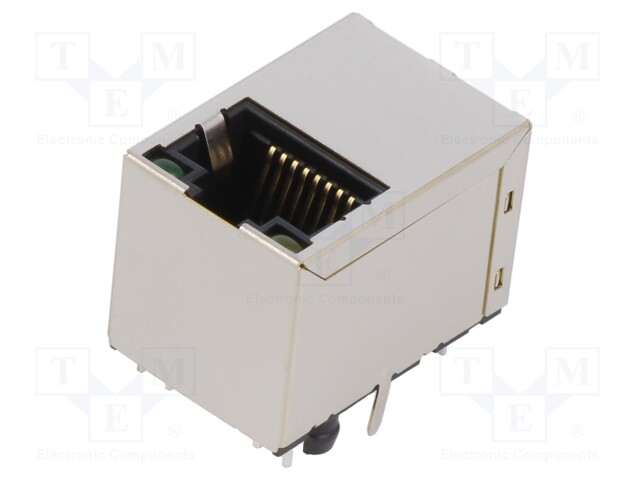 Socket; RJ45; PIN: 8; shielded,with LED; Layout: 8p8c; THT; straight