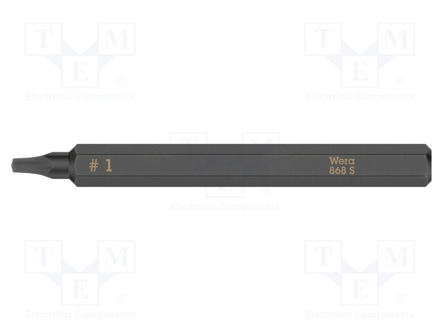 Screwdriver bit; square; #1; Overall len: 70mm; Mounting: 1/4"