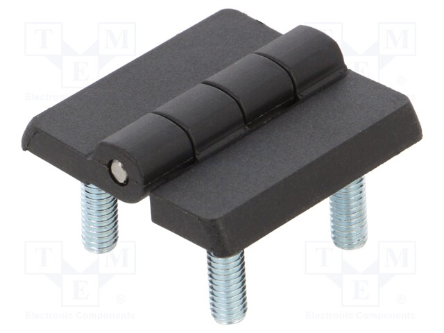 Hinge; Width: 30mm; polyamide; black; H: 30mm; with stud bolt