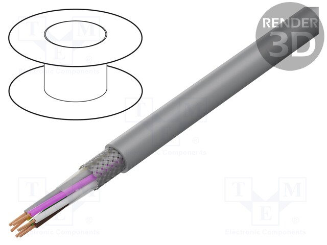 Wire; LiY-CY; 10x0,75mm2; tinned copper braid; PVC; grey; 300/300V