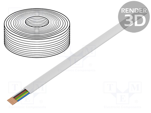 Wire: telecommunication cable; stranded; 6x28AWG; white; 100m