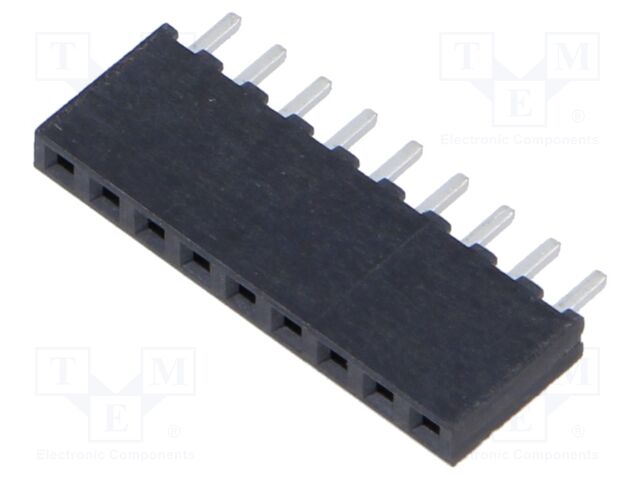 Connector: pin strips; female; PIN: 9; 2mm; gold flash; THT; socket