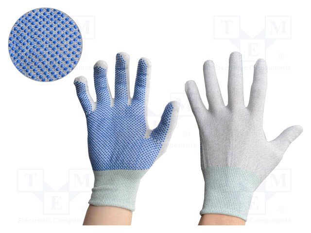 Protective gloves; ESD; M; ANSI/ESD SP15.1; white-blue
