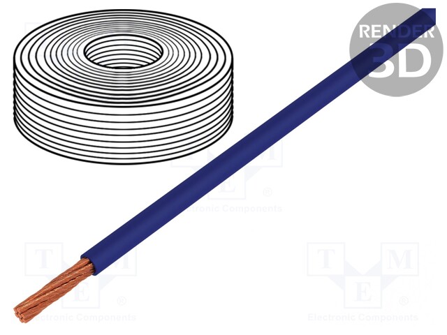 Wire; LifY; stranded; Cu; 1x35mm2; PVC; blue; 450/750V; -15÷80°C