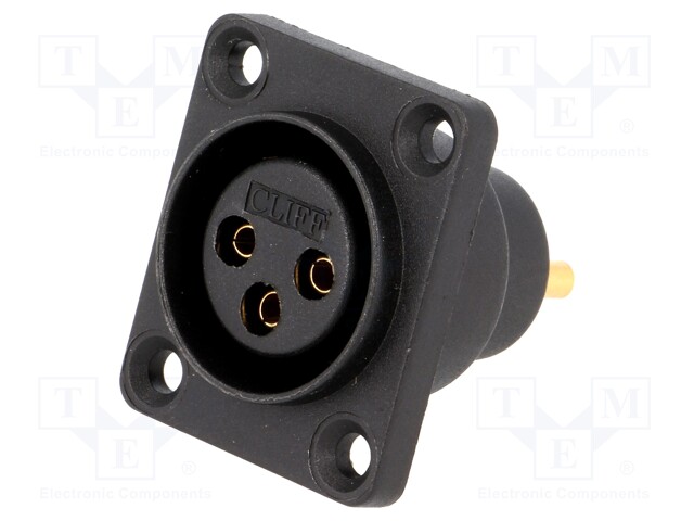 Socket; XLR; female; PIN: 3; sealed; flange (4 holes),screw; 5A