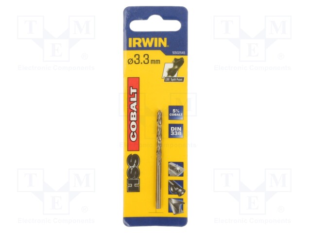 Drill bit; for metal; Ø: 3.3mm; L: 65mm; Working part len: 36mm