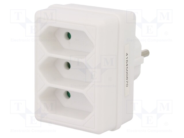 Plug socket strip: protective; Sockets: 3; Colour: white