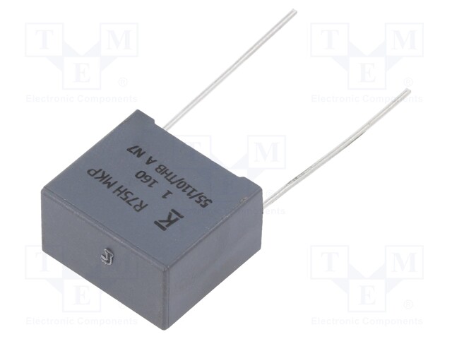 DC Film Capacitor, 1 µF, 160 V, Metallized PP, ± 5%, R75H Series, Radial Box