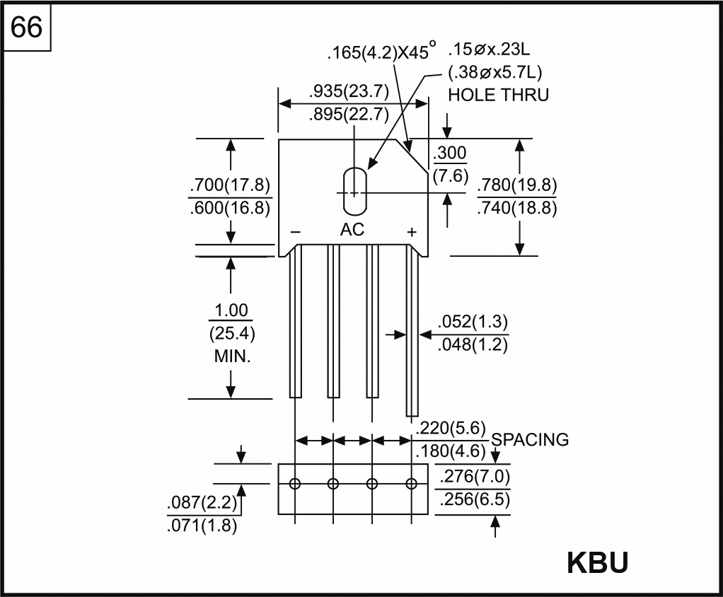 Bridge rectifier: single-phase; Urmax: 100V; If: 8A; Ifsm: 175A