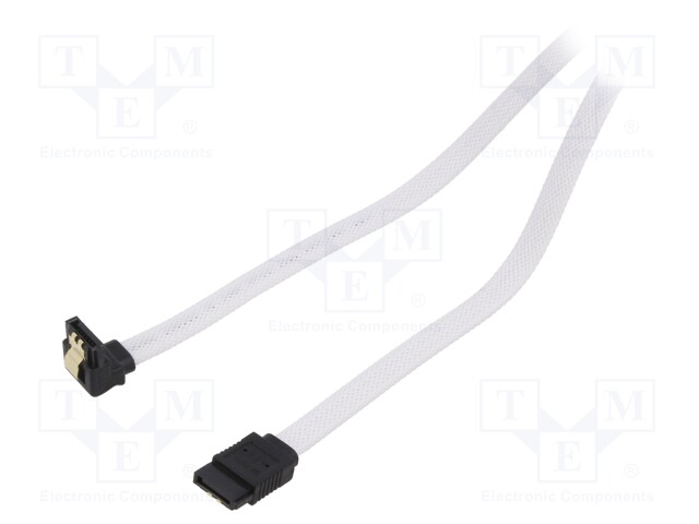 Cable: SATA; SATA plug,SATA plug angled; 0.5m; SATA III; white