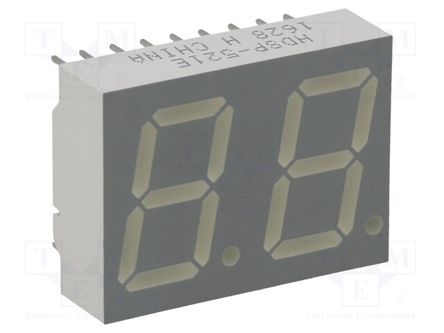 Display: LED; 7-segment; 14.22mm; 0.56"; No.char: 2; red; anode
