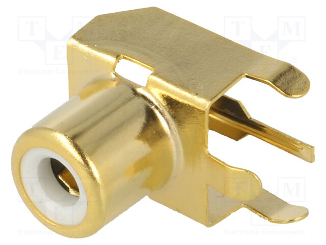 Socket; RCA; female; angled 90°; THT; brass; gold-plated; on PCBs