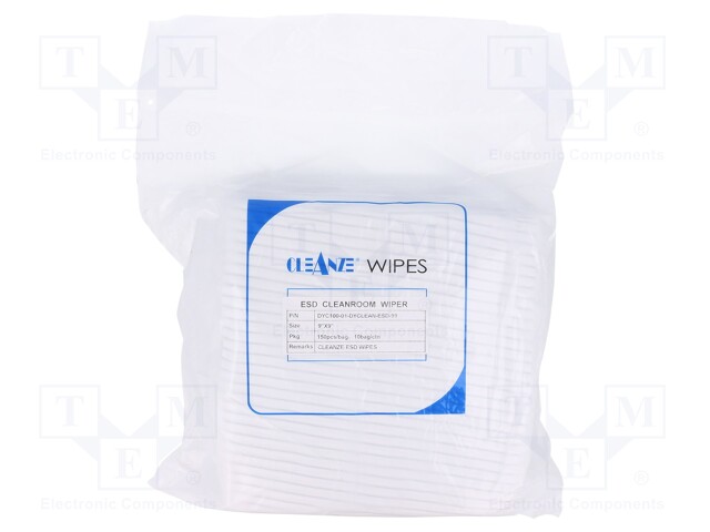 Cleaning wipes; ESD; L: 220mm; W: 220mm; 150pcs; 1÷100MΩ
