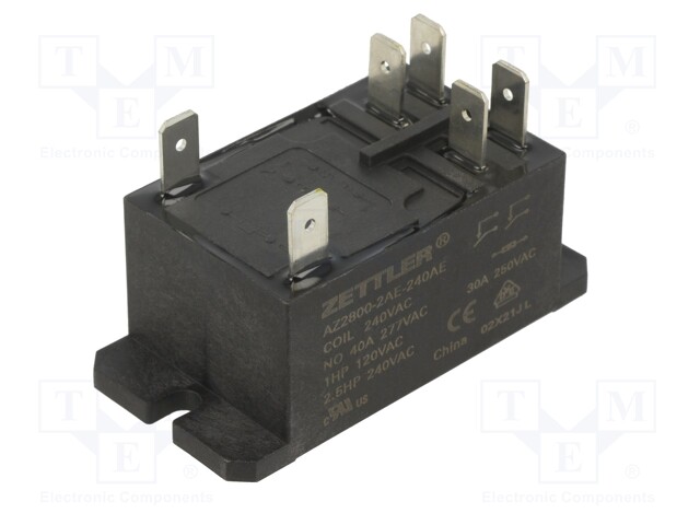 Relay: electromagnetic; DPST-NO; Ucoil: 240VAC; 40A; Series: AZ2800