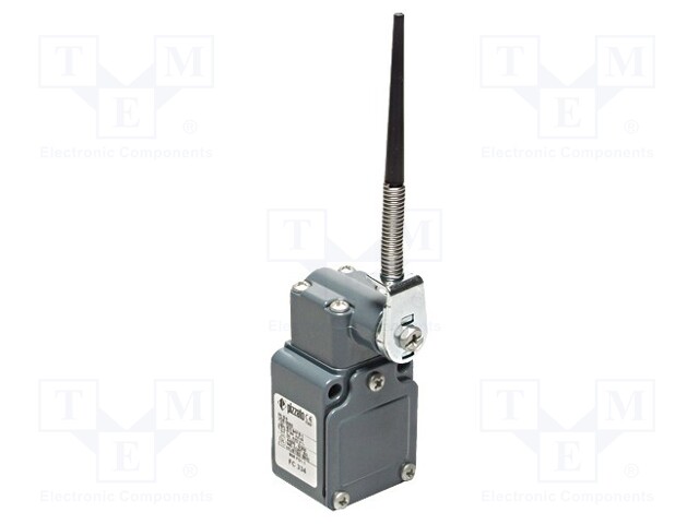 Limit switch; plunger on spring loaded element R 106mm; 6A