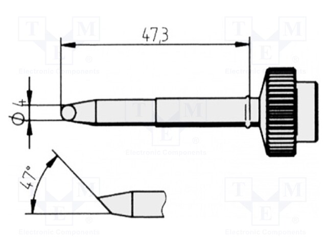 Tip; conical sloped; 4mm