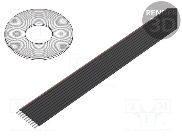 Wire: ribbon; 1mm; stranded; Cu; unshielded; PVC; black; 30m