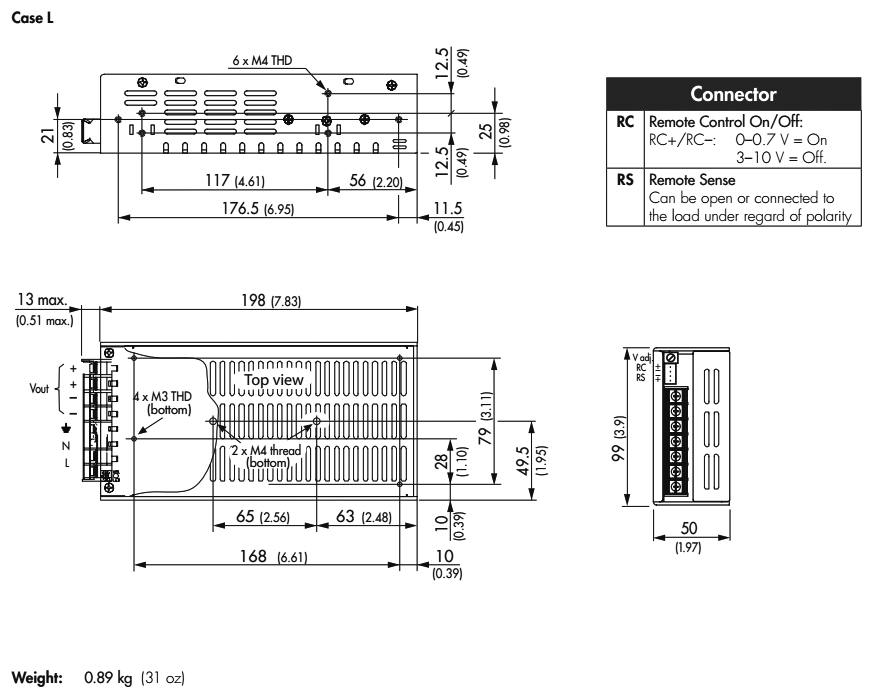 Power supply: switched-mode; modular; 150W; 48VDC; 198x99x50mm