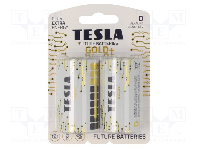 Battery: alkaline; 1.5V; D; non-rechargeable; Ø34.2x61.5mm; 2pcs.