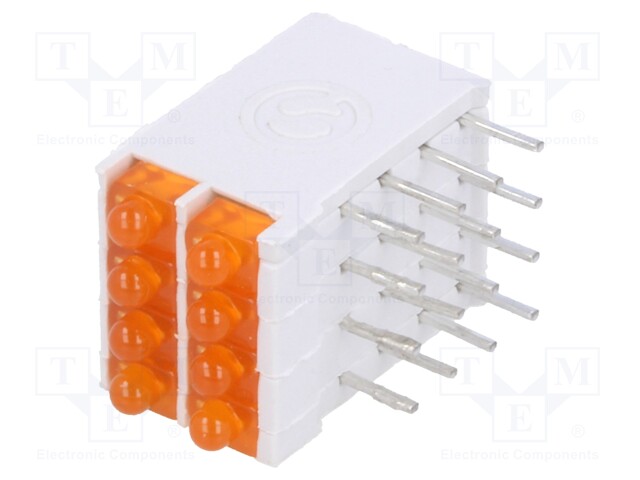 LED; in housing; orange; 1.8mm; No.of diodes: 8; 10mA; 70°; 2.05V