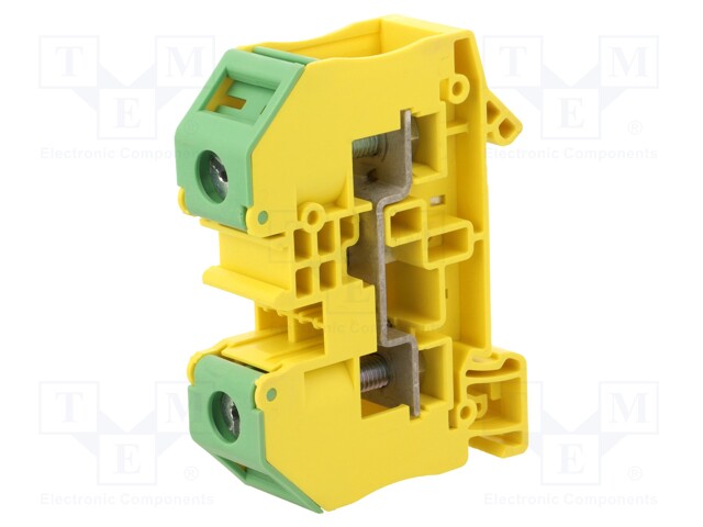 Splice terminal: rail; ways: 1; terminals: 2; yellow-green; 1000V