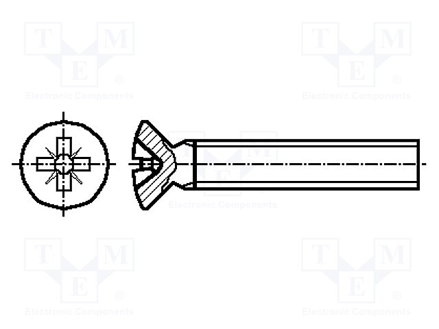 Screw; M4x16; DIN: 966A; Head: countersunk; Pozidriv; PZ1