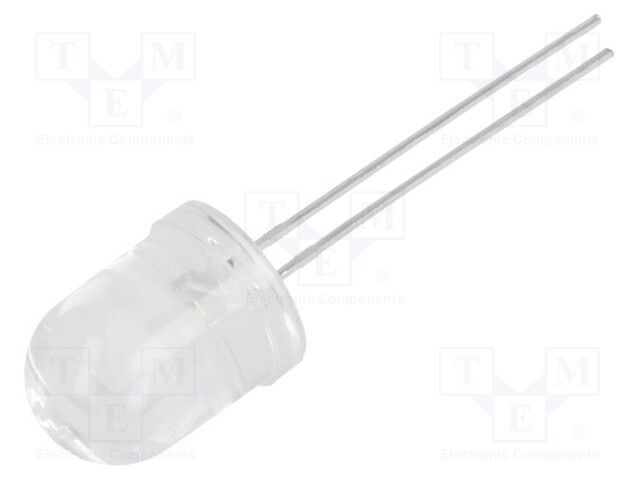 LED; 10mm; green; 23000÷30000mcd; 30°; Front: convex