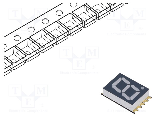 Display: LED; 7-segment; 10mm; 0.39"; No.char: 1; grey; 25÷70mcd