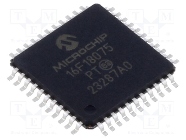 IC: PIC microcontroller; Memory: 14kB; SRAM: 1kB; EEPROM: 128B; SMD