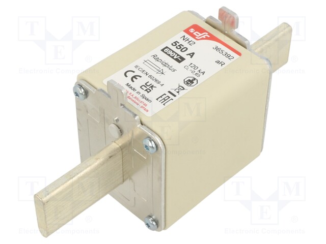 Fuse: fuse; aR; 550A; 690VAC; 550VDC; silver; NH2