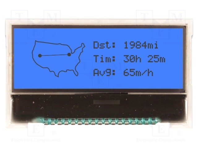 Display: LCD; graphical; 128x32; FSTN Positive; blue; LED; PIN: 17