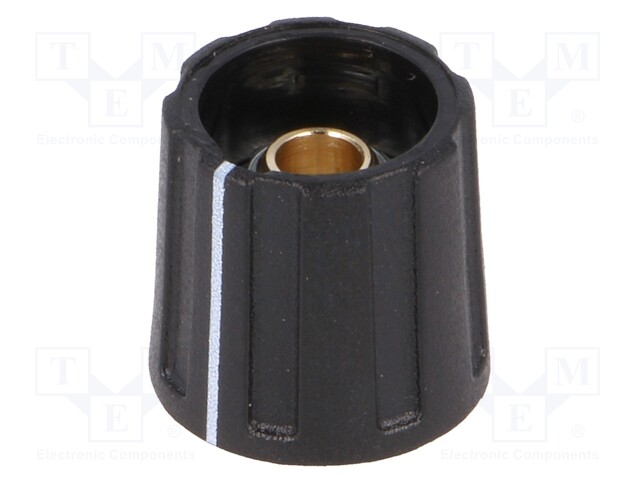Knob; with pointer; ABS; Shaft d: 6mm; Ø16x15.5mm; black