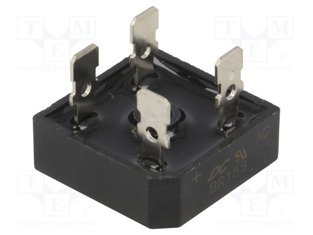 Single-phase bridge rectifier; Urmax: 600V; If: 15A; Ifsm: 300A