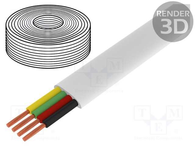Wire: telecommunication cable; stranded; white; 100m; Core: CCA