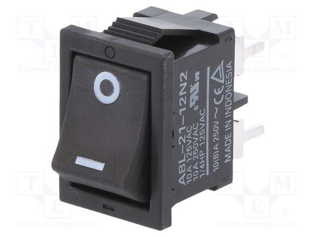 ROCKER; DPST; Pos: 2; ON-OFF; 10A/250VAC; black; none; Body: black