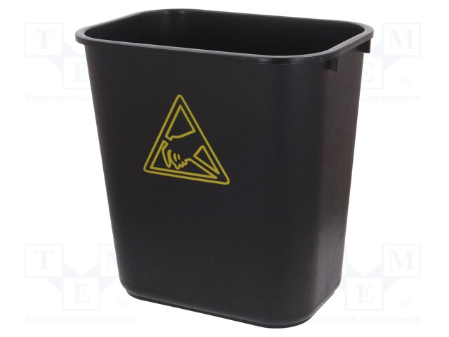 Waste bin; ESD; 370x260x380mm; 35l; Mat: polypropylene; black