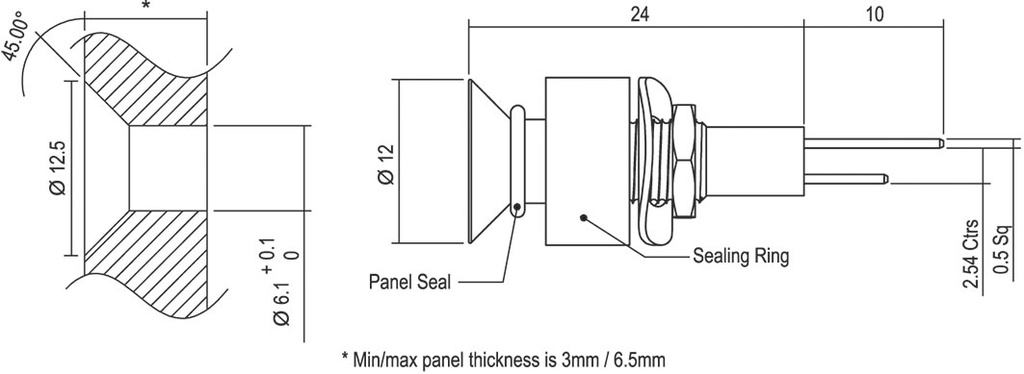 Indicator: LED; flat; 1.85VDC; Cutout: Ø6.1mm; IP67; Body: silver